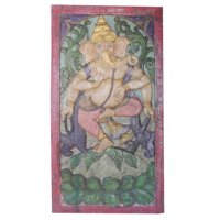Mogul Vintage Ganesha Barn Door Carved Artisan Handcrafted Wall Sculpture Panel Shabby Chic Décor