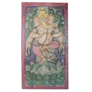 Mogul Vintage Ganesha Barn Door Carved Artisan Handcrafted Wall Sculpture Panel Shabby Chic Décor