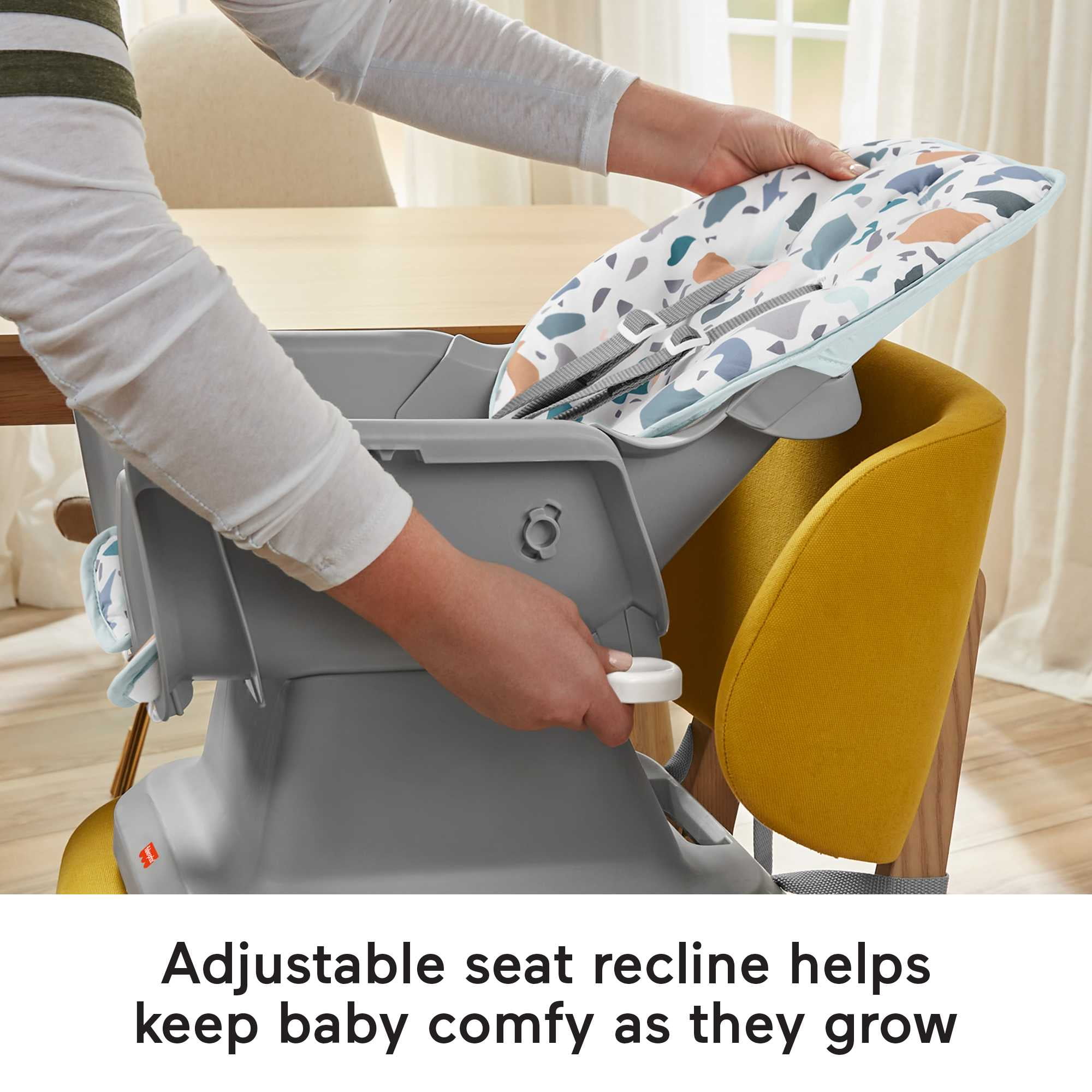 Fisher-Price SpaceSaver Simple Clean High Chair Baby to Toddler Portable Dining Seat, Pacific Pebble