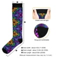 thumbnail image 3 of FORMRS Womens Knee High Socks Casual Long Thick Travel Daily Wear, 1 Pair, Purple Stained Glass Pattern, 3 of 6
