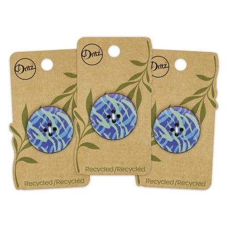 UPC: 0072879308129 | Dritz Recycled Leather Round Button 30mm Multicolor Print 3 Pack