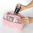 thumbnail image 4 of AVOXEZOR Portable Travel Toiletry Bag Travel Home Organizer Carry Cosmetic Makeup Bag, Wash Organizer Storage Handbag Pouch Bag, Pink Stripe, 4 of 7