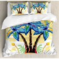 thumbnail image 3 of Palm Tree Twin Size Duvet Cover Set, Colorful Cartoon Tropical Island with Hawaiian Palm Trees Torch Seagulls Sunset, Decorative 2 Piece Bedding Set with 1 Pillow Sham, Blue Orange, by Ambesonne, 3 of 3