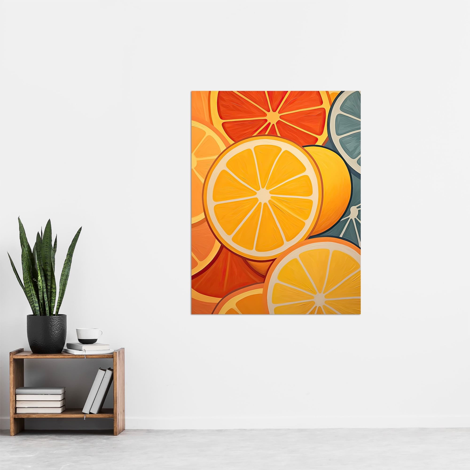 Lemons and Oranges Oil Painting Abstract Fruit Slices Kitchen