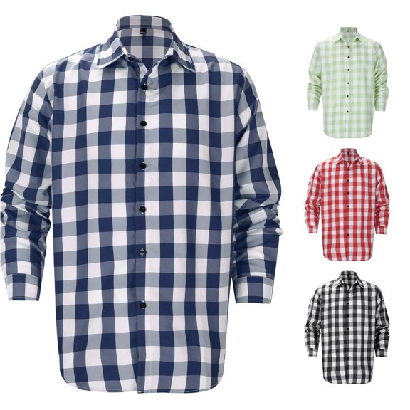 Afdoent Mens Button Down Shirt Men's Plaid Long Sleeve Shirt Casual Trendy Men's Shirt Relaxed Fit Breathable