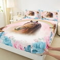 thumbnail image 2 of Manfei 3D Rustic Horse Full Size Sheets, Blue Pink Watercolor Flower Bed Sheets, Dreamy Rainbow Sheet Sets, Luxury Bedroom Decor, 4pcs, 2 of 6