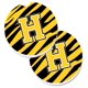 thumbnail image 1 of ""Caroline'S Treasures Monograma Inicial H Raya De Tigre - Negro Oro Juego De 2 Posavasos Para Coche Cj1026-Hcarc 2,56 Multicolor"", 1 of 1