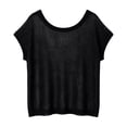 thumbnail image 2 of Vinsonshop Knit Mesh Top for Women Short Sleeve Crochet Sweater Hollow Out Pullovers Casual Summer Beach Swimsuit Cover Ups Sheer Bathing Suit Vacation Shirts Black L, 2 of 3