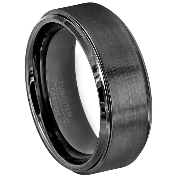 Jewelry Avalanche Mens Gunmetal Tungsten Wedding Band, 8mm Comfort Fit Tungsten Carbide Ring size 13