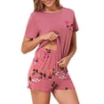 thumbnail image 4 of DremFish Women's Pajamas Sets Short Sleeve Lounge Sets Sleepwear Casual 2 Piece Pjs with Pockets, 4 of 7