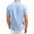 thumbnail image 4 of Dwellite Men's Linen Button Down Short Sleeve Shirt Casual Spring Summer Solid Color Beach Wedding Shirts 2026 Blue M, 4 of 4
