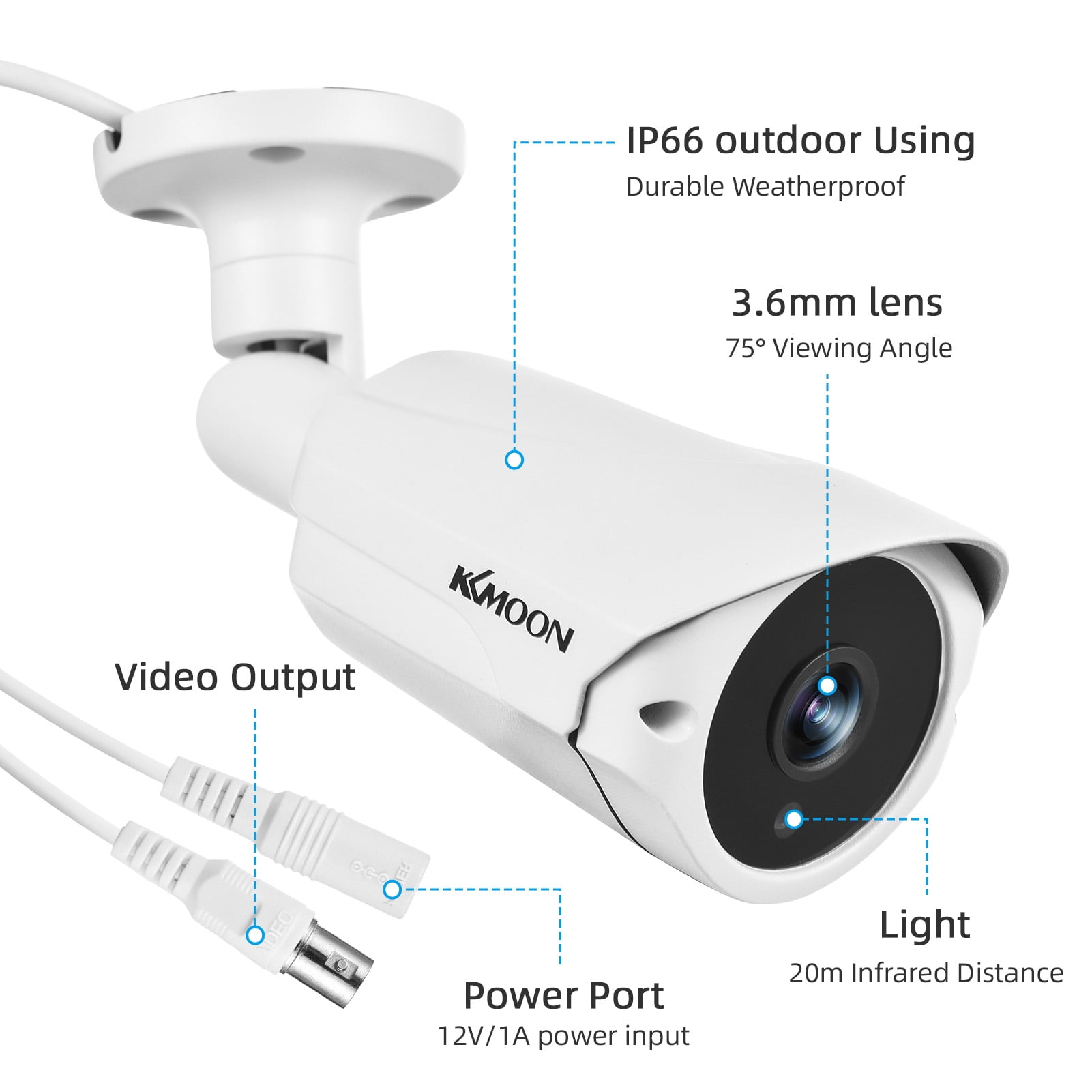 YAHHU 1080P CCTV Wired Security Camera Indoor Outdoor 2.0MP Infrared Night Vision 3.6mm Lens Surveillance Camera for Analog DVR Wall Mount 8.66 inches / 22 cm [cite: 8]