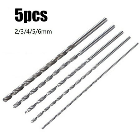 

5Pcs Extra Long HSS High Speed Steel Drill Bit Set 2/3/4/5/6mm Bits