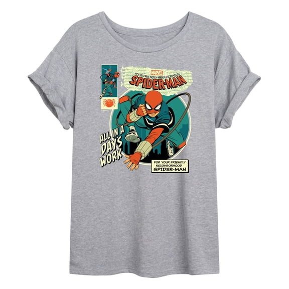 Spider-Man - All in a Day's Work - Juniors Oversized Graphic T-Shirt