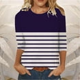 thumbnail image 2 of FAIWAD 3/4 Sleeve Tops for Women Color Block Striped Print Round Neck Loose Comfy Pullover Shirt, 2 of 3