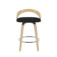 thumbnail image 3 of Sonia Modern Swivel Counter Height Bar Stool with Black Upholstered Seat and Patterned Oak Wood Finish, 3 of 5