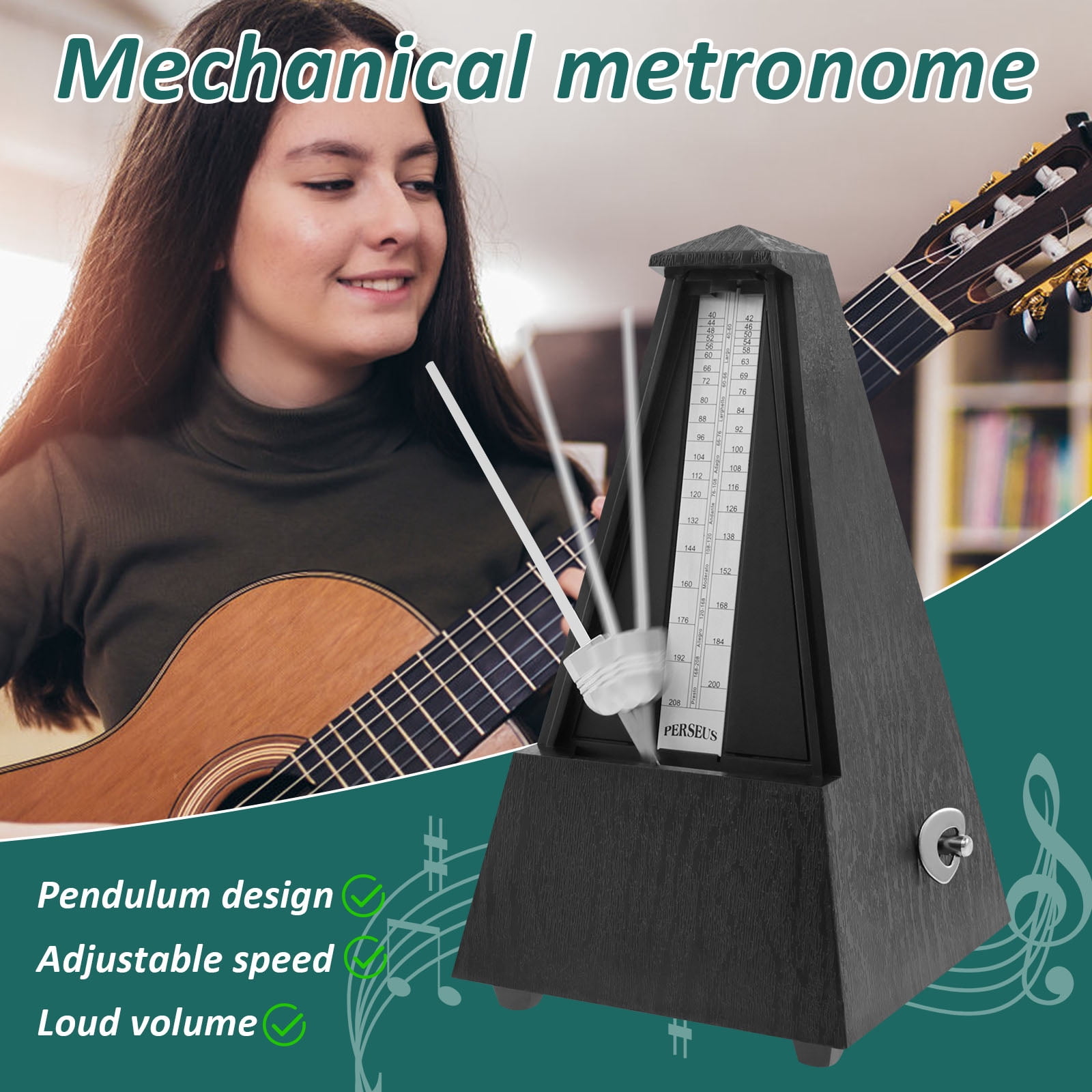 Thren Mechanical Metronome Pyramid Rhythm Keeper 5 Beat Mechanical Beat Marker Clockwork Noise Reduction Beat Indicator Precision Clarity Mechanical Tempo Device for Lovers