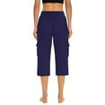 thumbnail image 4 of Trendy Women's High-Waist Capri Yoga Pants - Stretchy Pull-On Lounge Cropped Pants with Pockets (Comfy & Sporty Summer Casual), 4 of 6
