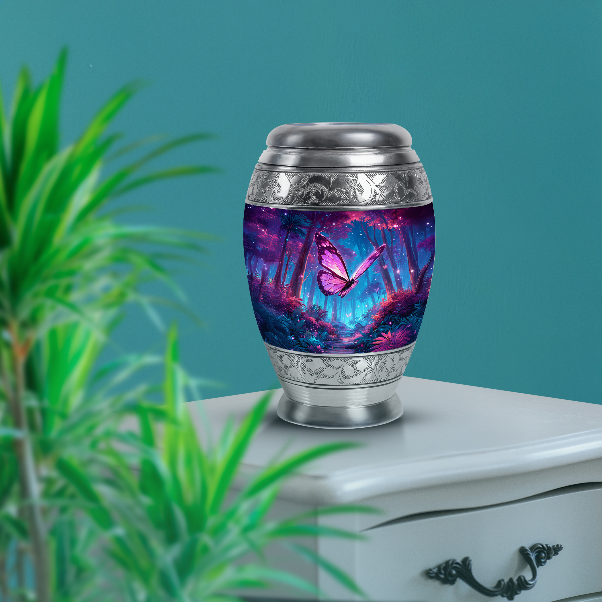 SABURIAL Butterfly Ash Burials for Human Ashes - Large Cremation Urns - 10 Inch - Large with Velvet Bag - Decorative Urns for Human - Memorial Urn for Adult - Funeral Urn for Adult Men & Women