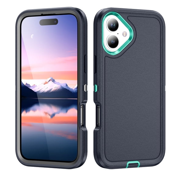 Rugged Case for iPhone 17, Heavy Duty Triple-Layers Military Grade Shockproof Cover, Scratch Resistant Non-Slip Camera Lens Protection Hybrid Case for iPhone 17, Green