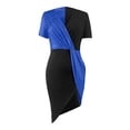 thumbnail image 4 of Bigersell Off the Shoulder Dresses for Women Short Sleeve Women Casual Bodycons V-Neck Patchwork Short Leeve Mini Dress Work Dresses for Female Regular Midi Dresses, Style 19607, Blue L, 4 of 8