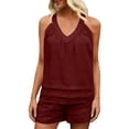 thumbnail image 2 of FNFYFH Womens Short Sets 2 Piece Summer Beach Vacation Outfits Sleeveless Pleated Tank Top and Shorts Matching Sets Women Clothing, 2 of 6