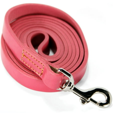 Logical Leather 6 ft Leather Training Leash - Pink