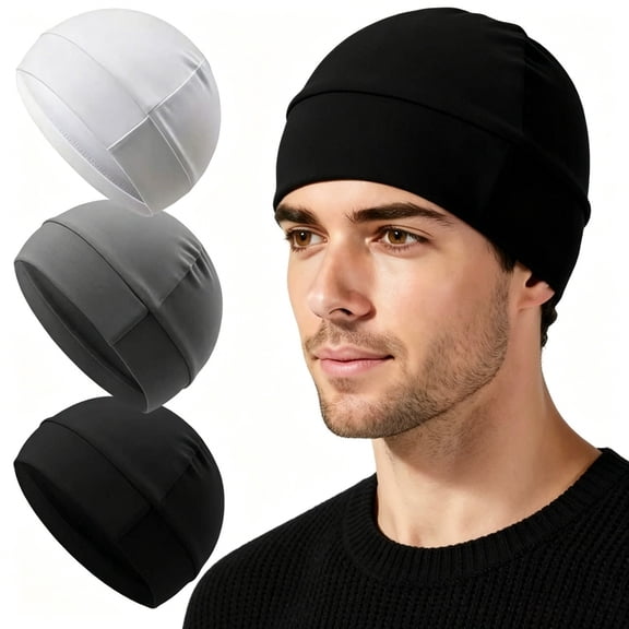 Shadoumai Breathable Cotton Skull Caps for Men & Women - Lightweight Beanie Sleep Hat, Liner for Sports, Outdoor, Cold Weather