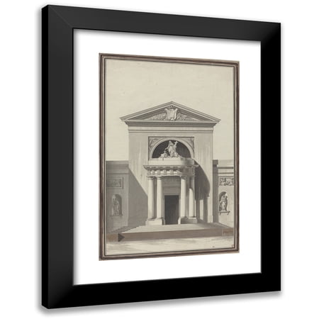 Louis Gustave Taraval 11x14 Black Modern Framed Museum Art Print Titled - Facade for a Church with a Sculpture Representing Faith (C. 1768)
