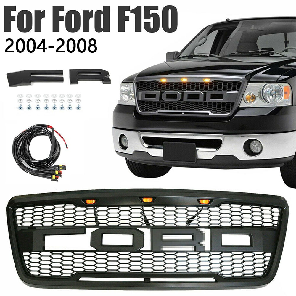 Raptor Grille for Ford Matte Black Including XL Lightning XLT Front Grill Replacement for Ford F150 2004 2005 2006 2007 2008 King Ranch and Limited 