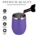 thumbnail image 2 of 12oz  Double Wall Stainless Steel Insulated Wine Tumbler with Lid- (Purple), 2 of 2