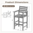 thumbnail image 3 of Costway Patio Adirondack Bar Chairs Set of 2 with Wide Armrests & Footrest Backrest Gray, 3 of 8
