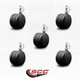 thumbnail image 2 of 2-3/8 Inch Black Floor Safe Twin Wheel Casters 3/8 Threaded Stem Set of 5 SCC, 2 of 2