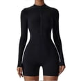 thumbnail image 5 of Zip Front Long Sleeve Jumpsuits for Women Yoga Jumpsuits Brushed Buttery Soft Workout Shorts, 5 of 5