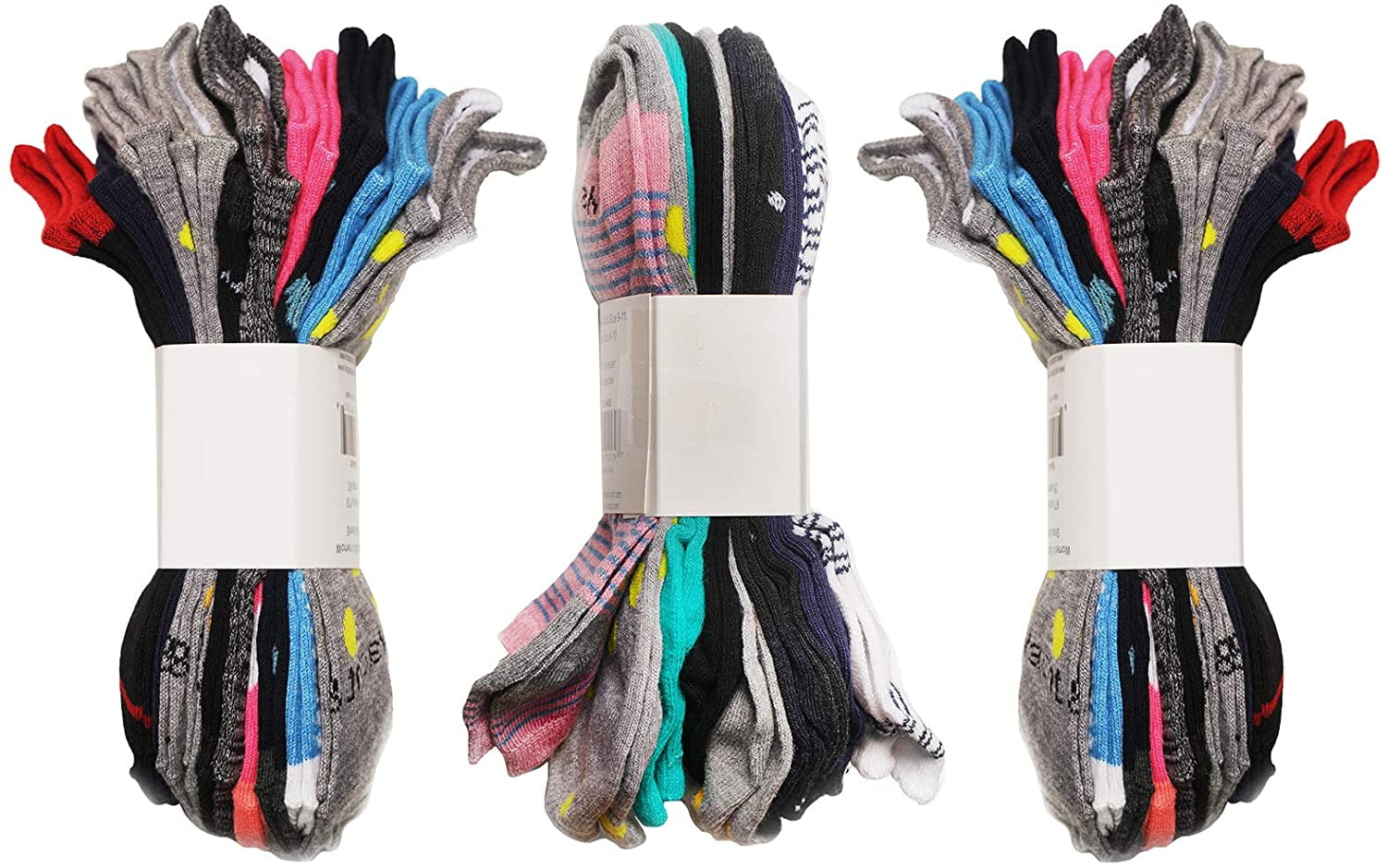 SOCKS'NBULK 60 Pairs Colorful Thin Lightweight Low Cut Ankle Socks, Mens Womens Kids Sock (Womens 60 Pairs Patterned)