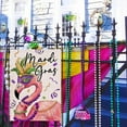 thumbnail image 5 of Mardi Gras Flamingo Large Decorative House Flag, Mask Feather Beads New Orleans Carnival Yard Garden Outside Decor, Masquerade Holiday Outdoor Home Decoration Double Sided 28 x 40, 5 of 6