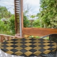 thumbnail image 2 of Ambesonne Checkered Fitted Round Tablecloth, Vintage Square Pattern, 45"- 56" Diameter, Charcoal Grey Pale Coffee, 2 of 5