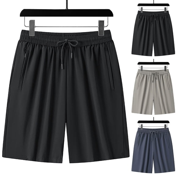 FRSASU Mens Casual Shorts Elastic Waist Drawstring Shorts Lightweight Breathable Summer Beach Shorts Khaki