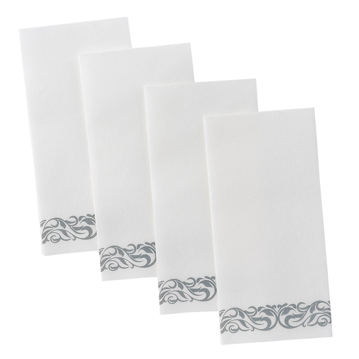 Superior Quality Decorative LinenFeel Paper Hand Towels By Bloomingoods Silver Floral