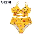 thumbnail image 2 of Traje de baño deportivo de dos piezas con escote redondo y top corto de bikini de corte alto para mujer, traje de baño de cintura alta con braguita, 2 of 5