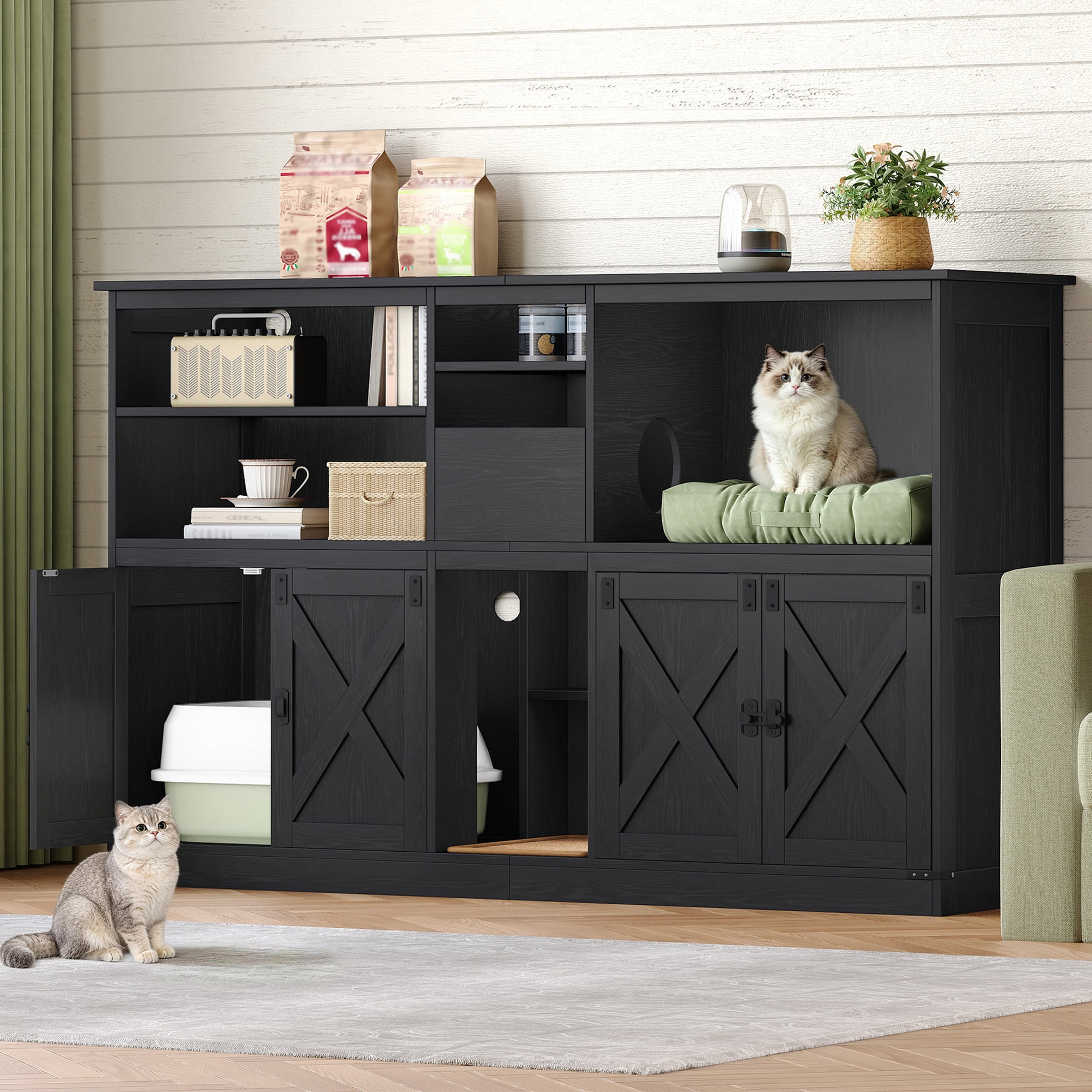PetFusion Modest Cat Litter Box Privacy Screen, Brown, Bamboo