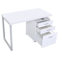 thumbnail image 4 of White Rectangular 3-drawer Desk - Swap Rods for Function - In Work & Study - Customizable Workspace, 4 of 6