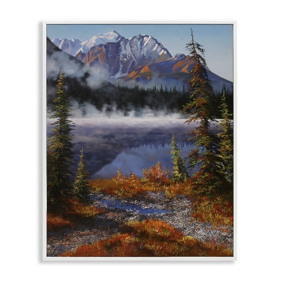 Stupell Industries Farmhouse Autumn Mountain Scenery White Framed Giclee Art, 11 x 14, by Andrew Kiss