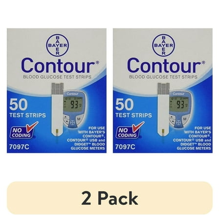 (2 pack) Bayer Contour Blood Glucose Test Strips, 50 Ct