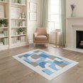 thumbnail image 2 of ODIKA 4'x6' Washable Area Rug Grey Contemporary Tan Interlocking Para Shapes Neutral Farmhouse for Home Office, Under Desk, Non-Slip Chair-Friendly, Flatwoven, 2 of 7