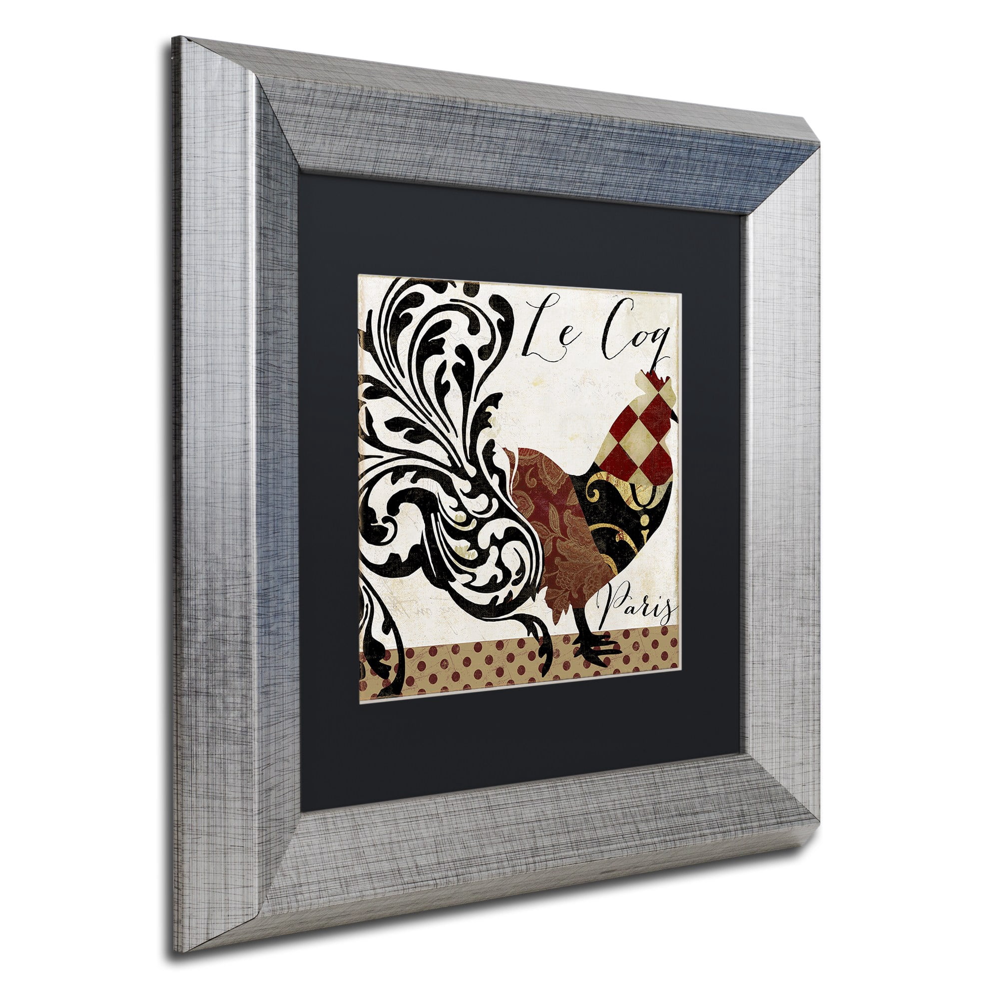 Trademark Fine Art "Roosters of Paris II" Canvas Art by Color Bakery Black Matte, Silver Frame