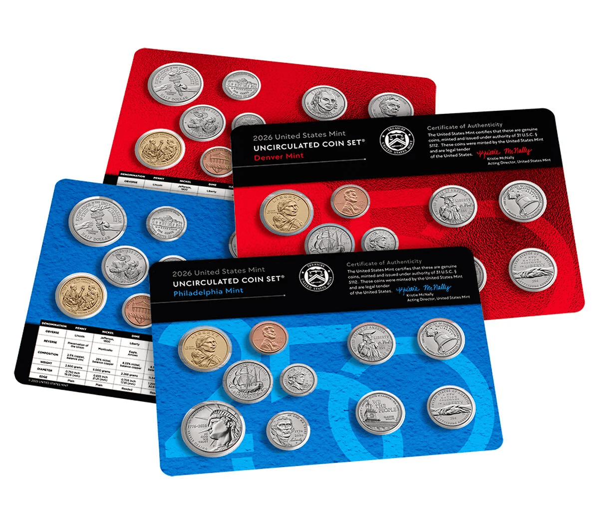 2026 Semiquincentennial Uncirculated Coin Set, P & D, US Mint