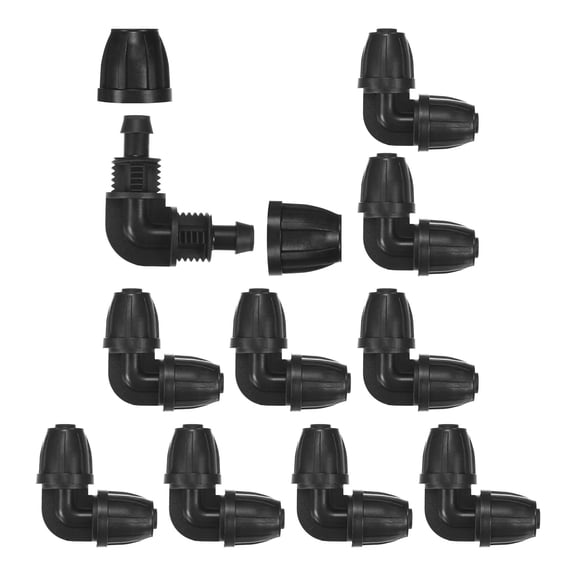 Uxcell 10-Pack Drip Irrigation Barbed Locking Tubing Elbow Fittings, 3/8 Inch Tubing Connector 3 Way TEE Coupling Drip Irrigation Parts
