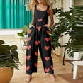thumbnail image 2 of DHFJKG Women's Bib Overalls Summer Casual Heart Print Loose Fit Straight Leg Pants One Piece Jumpsuit With Pockets Beach Travel Outfit Trendy Onesie, 2 of 6