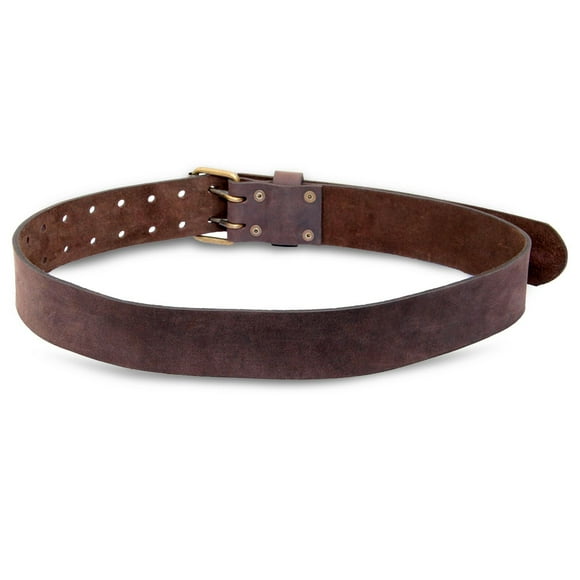MECHTOOLS 2" OIL TANNED LEATHER TOOL BELT WITH DOUBLE BUCKLE (DARK BROWN) FITS 29" - 45"